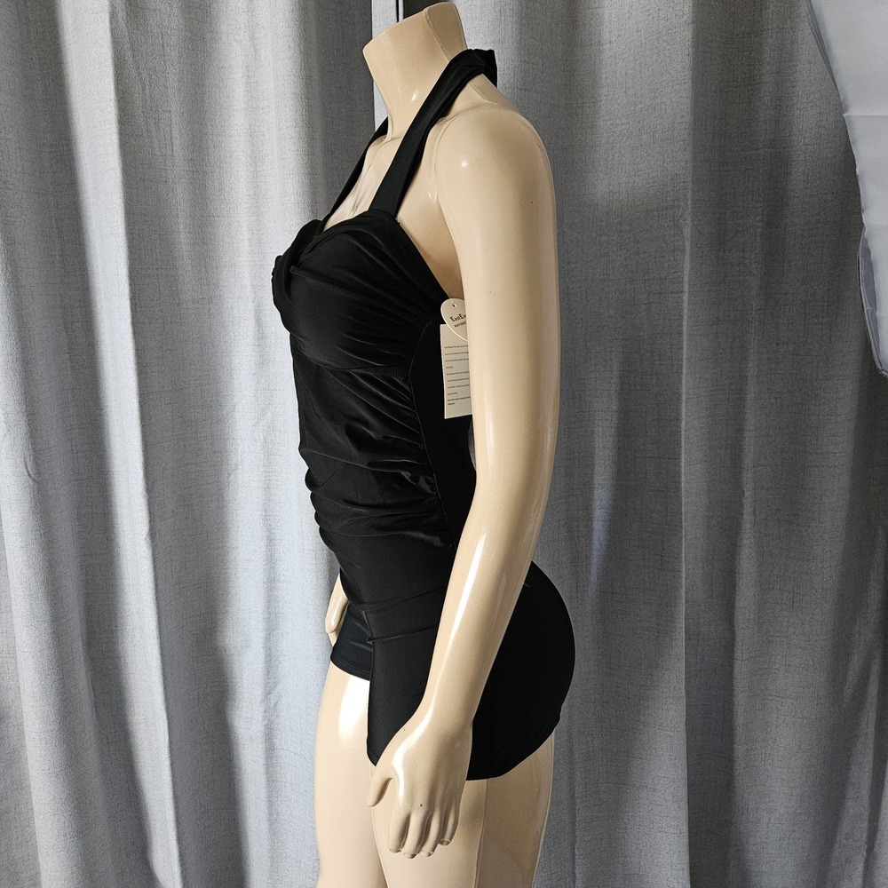 East Elegant Womens Maternity One Piece Swimsuit Black Halter  Size M - Picture 4 of 7